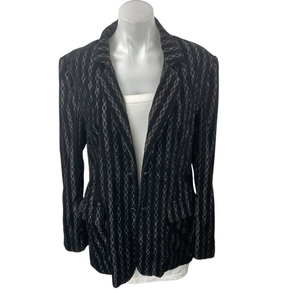 Ilona Women's Black Velvet Velour Striped Long Sleeve Blazer Coat Jacket Size S - Picture 1 of 4